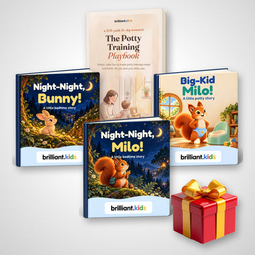 The Potty Training Playbook, Big-Kid Milo, Night-Night Milo and Night-Night Bunny ebooks with a gift box